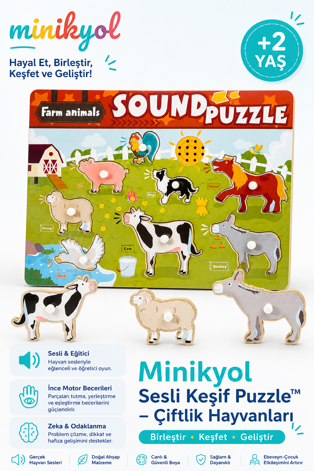 Minikyol Sesli Keşif Puzzle™ – Çiftlik Hayvanları