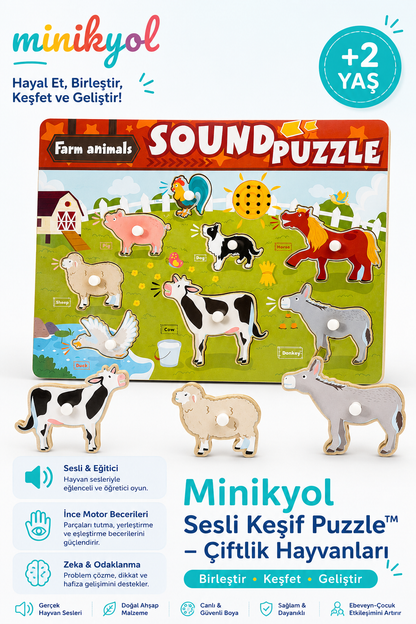 Minikyol Sesli Keşif Puzzle™ – Çiftlik Hayvanları